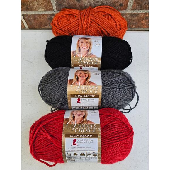 4 NEW Mix Lot Skeins LION BRAND Vanna's Choice YARN Crochet Knit DIY Craft GIFT - Picture 1 of 4